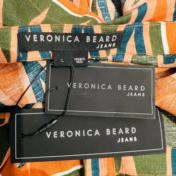 Veronica Beard NEW Tiffany Cropped Top Size L Multi Color Linen Cotton Blend - Picture 2 of 15